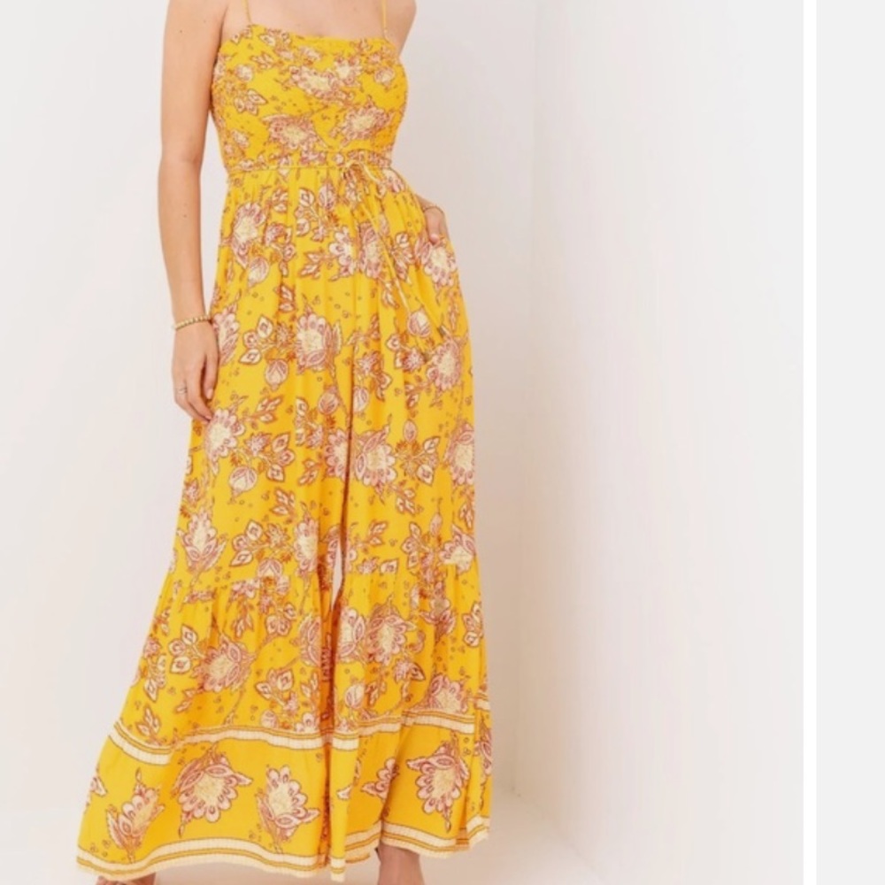 EUC $148 FREE PEOPLE little of your love marigold combo jumpsuit size XS